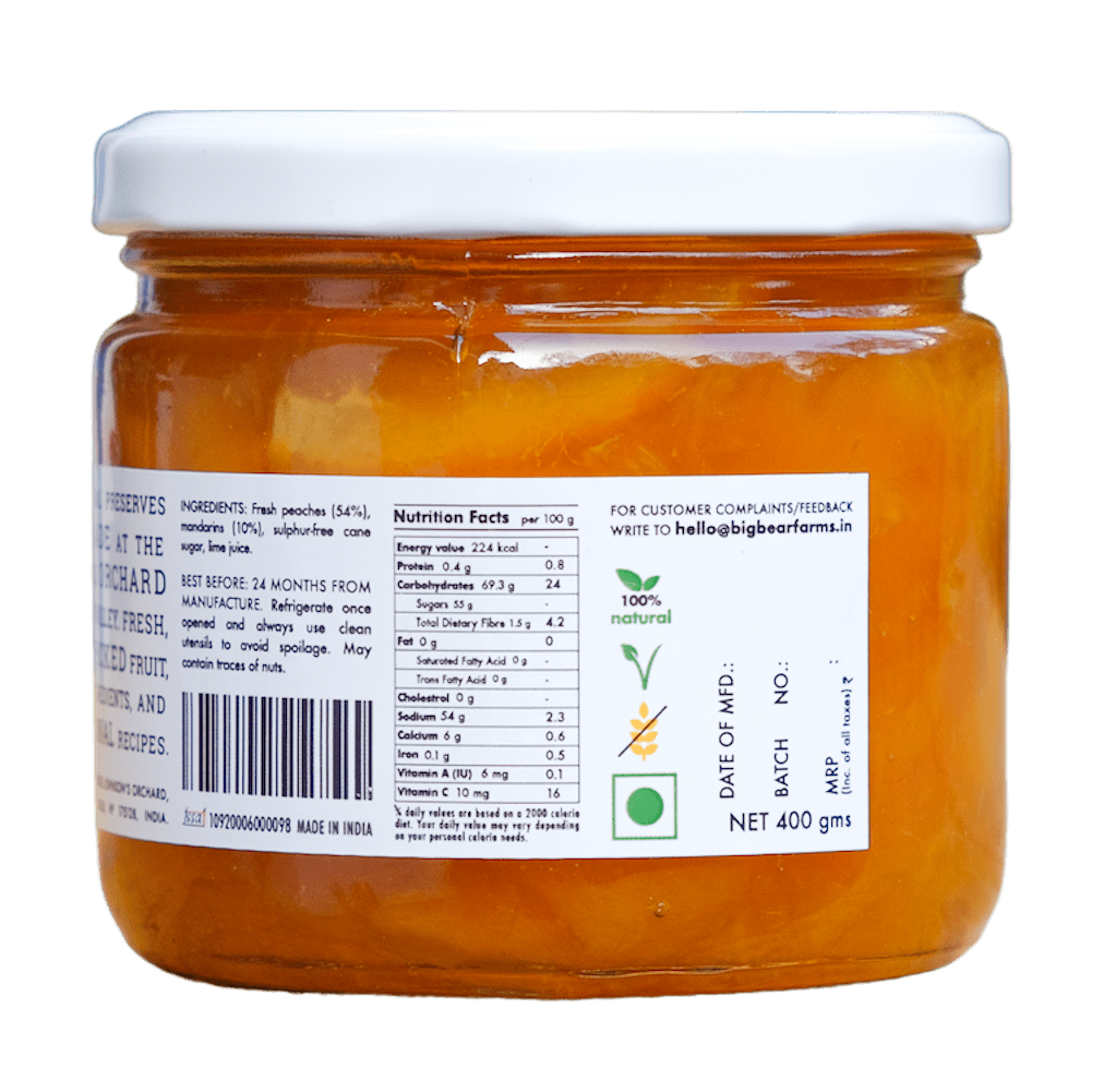 Peach Marmalade 300g - Big Bear Farms